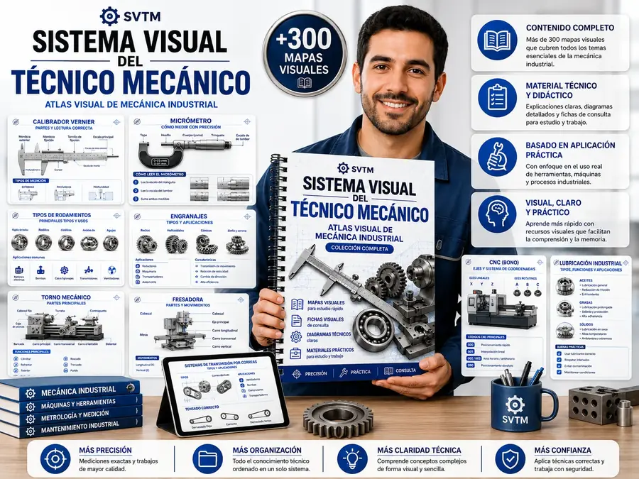 Biblioteca visual de mecánica industrial en varios dispositivos